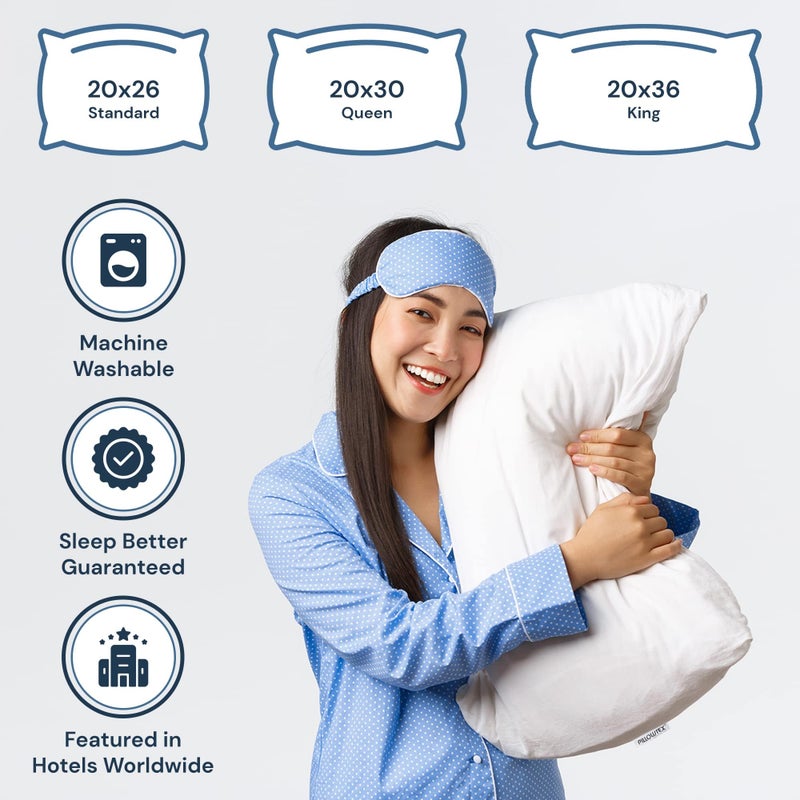 Pillowtex Set of 2 Pillows Similar to Holiday Inn Soft Blue Cord Soft Bed Pillow - Queen Size - Image 5